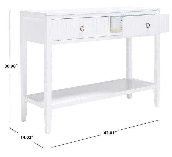 Tegan 2 Drawer Console Table White Wood CNS5001A