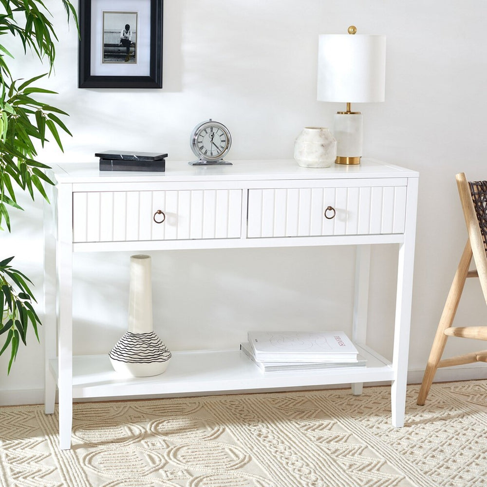 Tegan 2 Drawer Console Table White Wood CNS5001A