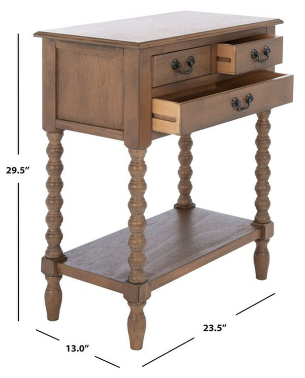 Safavieh Athena 3 Drawer Console Table Brown Wood CNS5703C