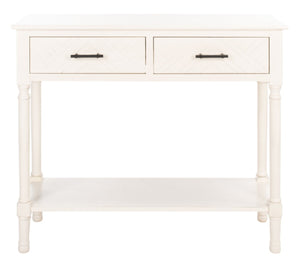 Peyton 2 Drawer Console Table Distressed White Wood CNS5704A