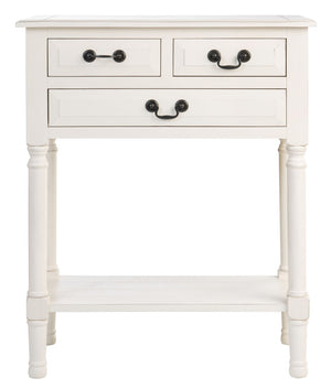 Primrose 3 Drawer Console Table Distressed White Wood CNS5707A