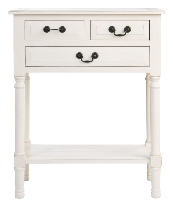 Primrose 3 Drawer Console Table Distressed White Wood CNS5707A