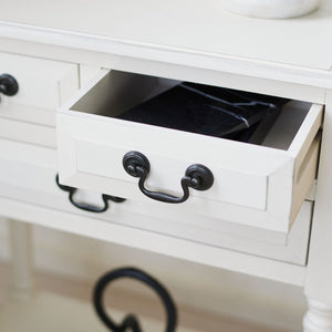 Primrose 3 Drawer Console Table Distressed White Wood CNS5707A