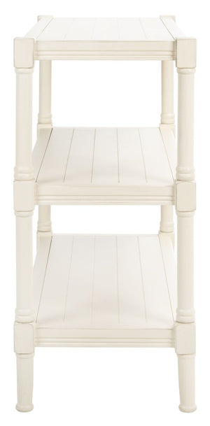 Rafiki 3 Shelf Console Table Distressed White Wood CNS5715A