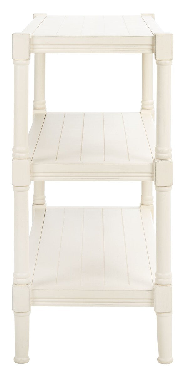 Rafiki 3 Shelf Console Table Distressed White Wood CNS5715A