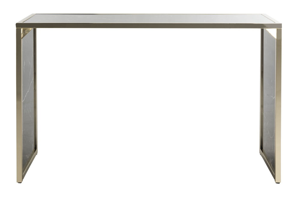 Safavieh Kylie Console Table Black Brass Wood Paper Veneer MDF Metal Tube CNS6201A 889048438750