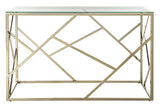 Namiko Console Table Clear Brass Tempered Glass Metal Tube