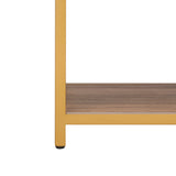 Safavieh Reese Geometric Console Table Walnut / Gold Wood / Metal CNS6203C 889048615076