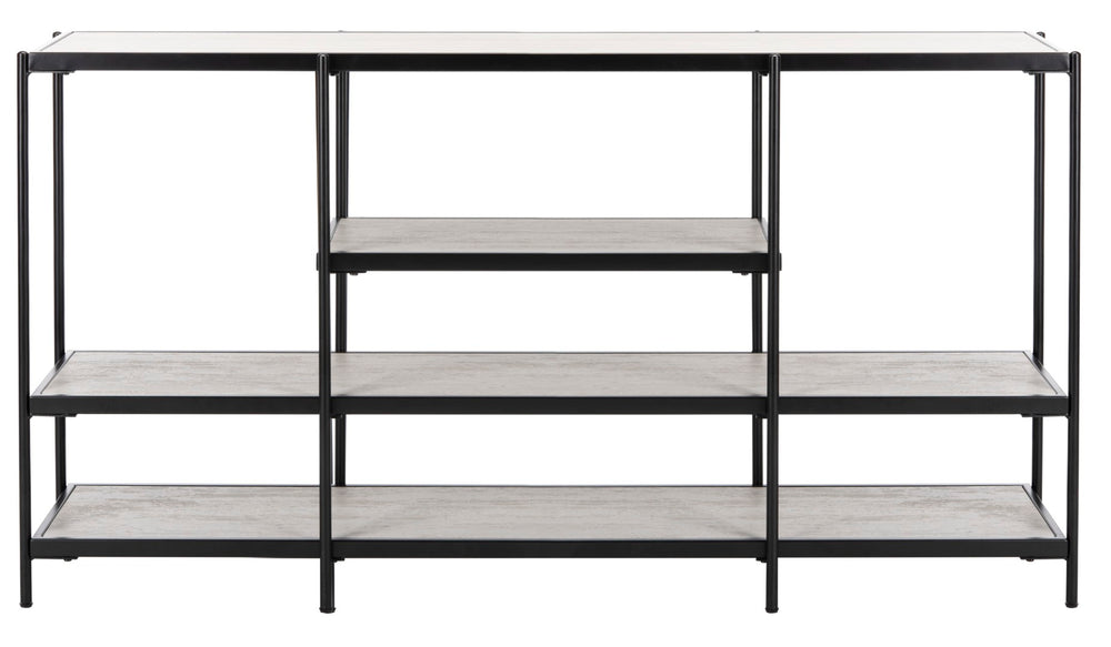 Safavieh Petra 3 Tier Console Table Beige / Black Wood / Metal CNS6204A 889048616936
