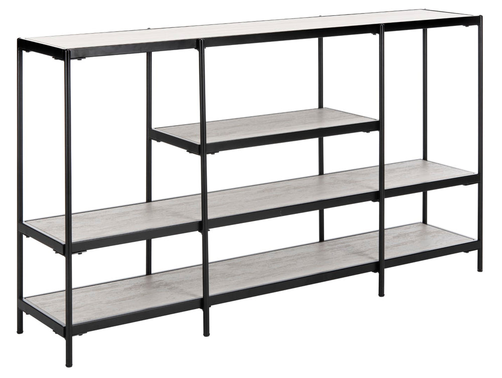 Safavieh Petra 3 Tier Console Table Beige / Black Wood / Metal CNS6204A 889048616936