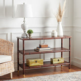 Tudor 2 Shelf Console Table Dark Brown / Gold Wood CNS6601A