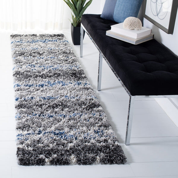 Canyon Shag 521 Shag & Flokati Power Loomed Polypropylene Pile Rug Grey / Ivory