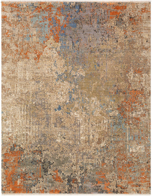 Colaba COA-2003 Modern Wool, Silk Rug COA2003-913 Olive, Wheat, Cream, Burnt Orange, Sage, Taupe 80% Wool, 20% Silk 9' x 13'
