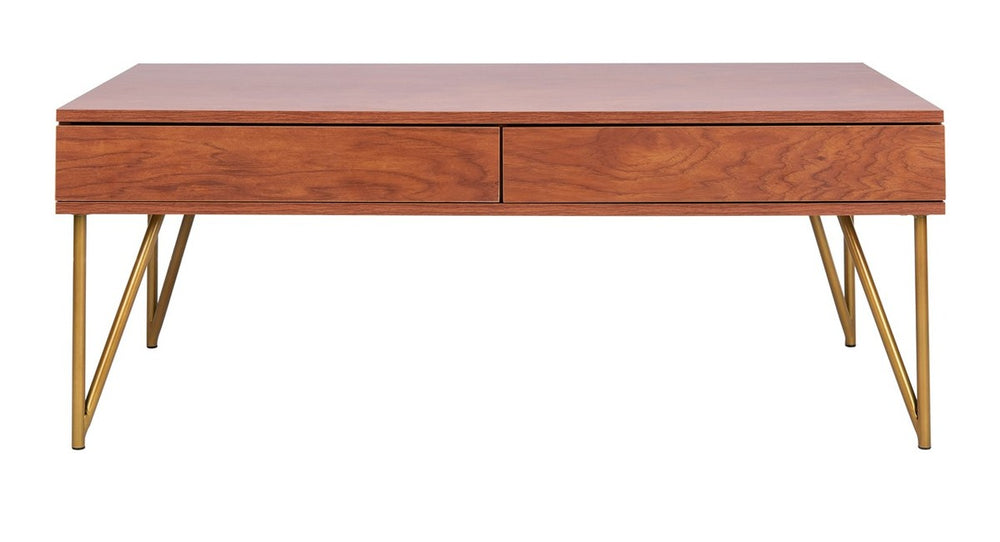 Safavieh Pine Two Drawer Coffee Table Natural Gold Wood COF2238A