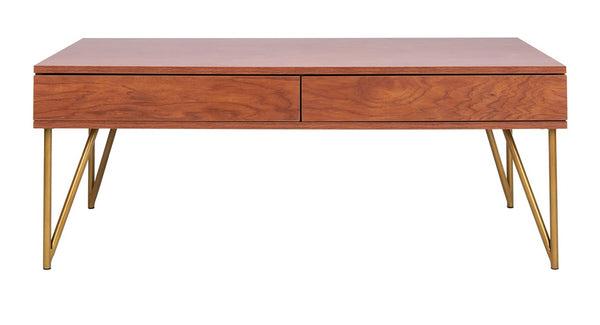 Safavieh Pine Two Drawer Coffee Table Natural Gold Wood COF2238A