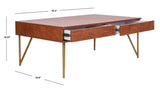 Safavieh Pine Two Drawer Coffee Table Natural Gold Wood COF2238A