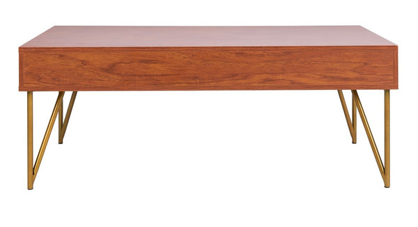 Safavieh Pine Two Drawer Coffee Table Natural Gold Wood COF2238A