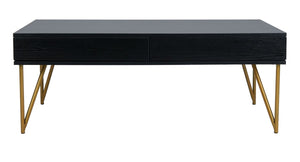 Safavieh Pine Two Drawer Coffee Table Black Gold Wood COF2238B