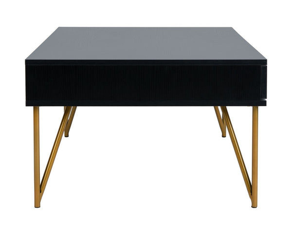 Safavieh Pine Two Drawer Coffee Table Black Gold Wood COF2238B