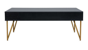 Safavieh Pine Two Drawer Coffee Table Black Gold Wood COF2238B