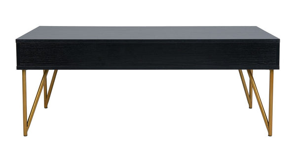 Safavieh Pine Two Drawer Coffee Table Black Gold Wood COF2238B
