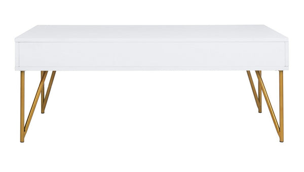 Safavieh Pine Two Drawer Coffee Table White Gold Wood COF2238C