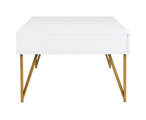 Safavieh Pine Two Drawer Coffee Table White Gold Wood COF2238C