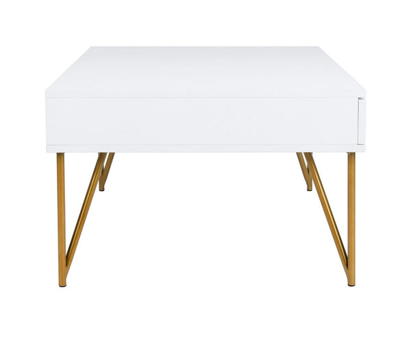 Safavieh Pine Two Drawer Coffee Table White Gold Wood COF2238C
