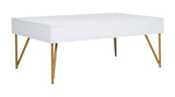 Safavieh Pine Two Drawer Coffee Table White Gold Wood COF2238C