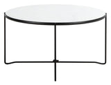 Wrena Round Coffee Table  White / Black Wood COF4209A