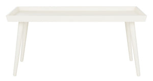 Safavieh Nonie Coffee Table Tray Top Distressed White Wood Water Based Paint Pine MDF COF5700A 889048258723