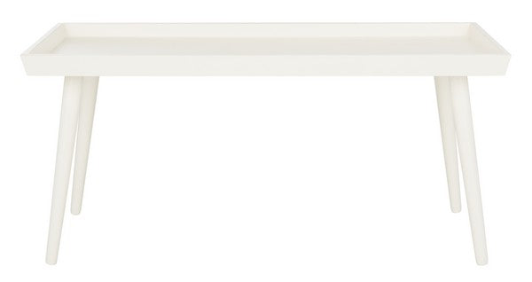 Safavieh Nonie Coffee Table Tray Top Distressed White Wood Water Based Paint Pine MDF COF5700A 889048258723