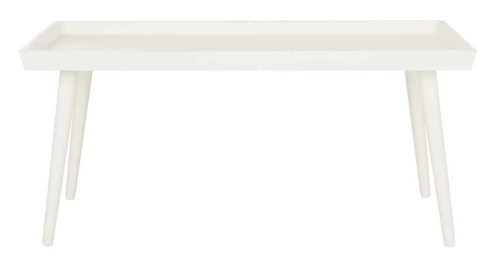 Safavieh Nonie Coffee Table Tray Top Distressed White Wood Water Based Paint Pine MDF COF5700A 889048258723