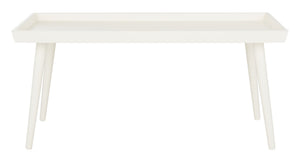 Safavieh Nonie Coffee Table Tray Top Distressed White Wood Water Based Paint Pine MDF COF5700A 889048258723