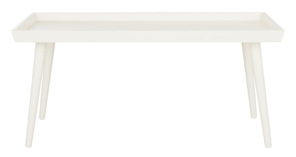 Safavieh Nonie Coffee Table Tray Top Distressed White Wood Water Based Paint Pine MDF COF5700A 889048258723