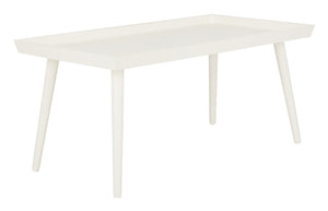 Safavieh Nonie Coffee Table Tray Top Distressed White Wood Water Based Paint Pine MDF COF5700A 889048258723
