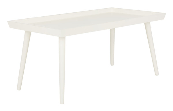 Safavieh Nonie Coffee Table Tray Top Distressed White Wood Water Based Paint Pine MDF COF5700A 889048258723