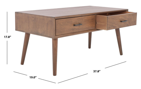 Safavieh Mozart Mid Century 2 Drawer Coffee Table COF5702C