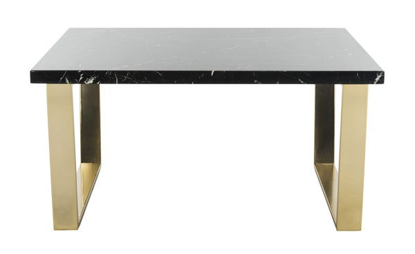 Safavieh Carmen Coffee Table Square Black Brass Wood Resin Veneer MDF COF6201A 889048438736