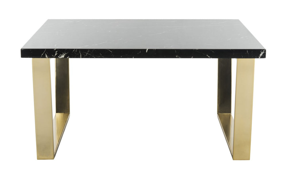 Safavieh Carmen Coffee Table Square Black Brass Wood Resin Veneer MDF COF6201A 889048438736