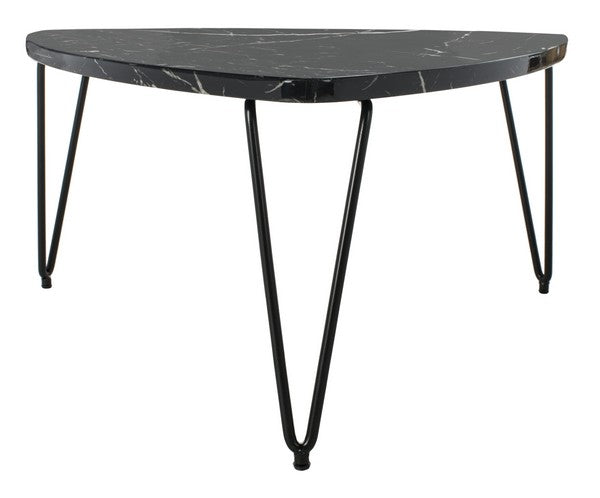 Safavieh Jacky Coffee Table Triangle Black Wood Resin Veneer MDF Metal Tube COF6202A 889048379626