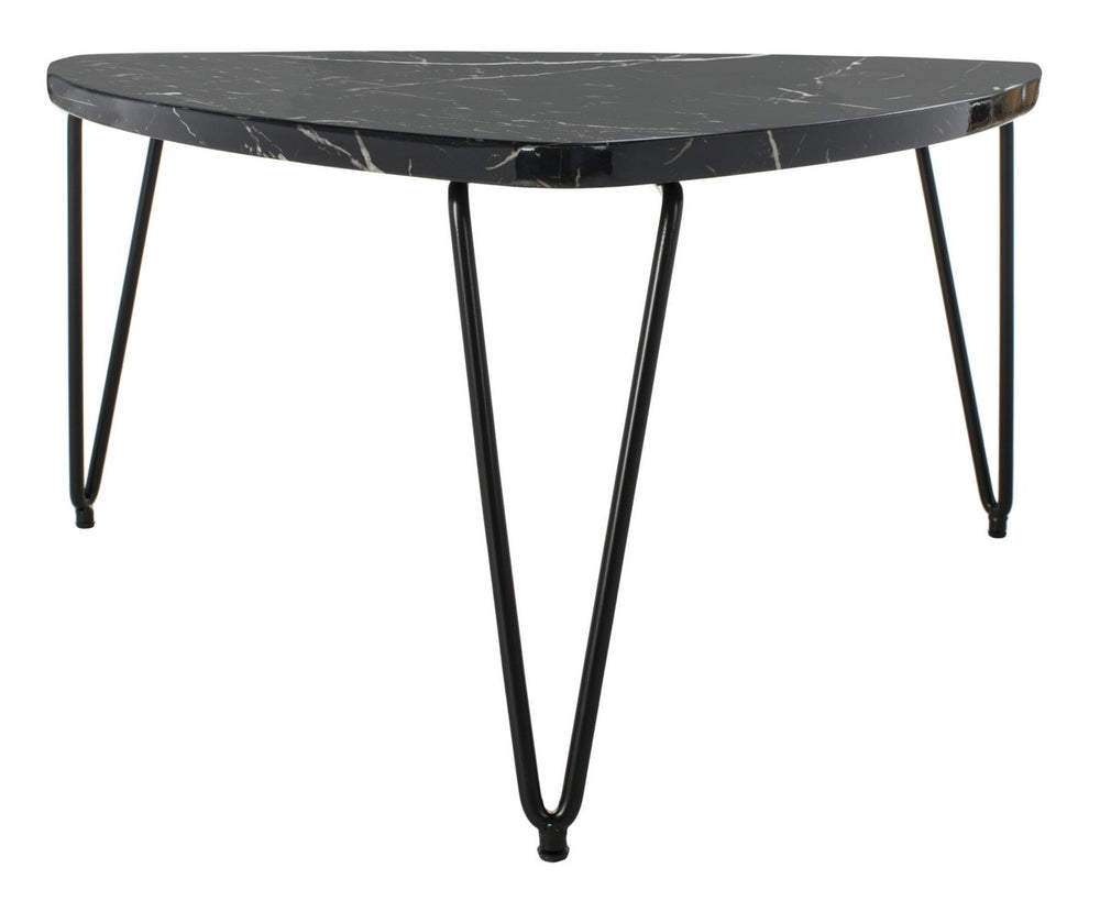 Safavieh Jacky Coffee Table Triangle Black Wood Resin Veneer MDF Metal Tube COF6202A 889048379626