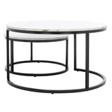 Safavieh Peppino 2 Round Nesting Coffee Table White/Black Mdf COF6208A