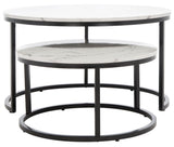 Safavieh Peppino 2 Round Nesting Coffee Table White/Black Mdf COF6208A