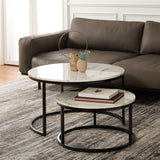 Safavieh Peppino 2 Round Nesting Coffee Table White/Black Mdf COF6208A