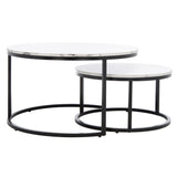 Safavieh Peppino 2 Round Nesting Coffee Table White/Black Mdf COF6208A