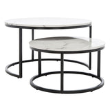 Safavieh Peppino 2 Round Nesting Coffee Table White/Black Mdf COF6208A