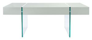 Jacob Modern Rectangular Coffee Table with Stylish Grey Wood Frame and Powder Coated Finish