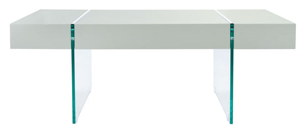 Jacob Modern Rectangular Coffee Table with Stylish Grey Wood Frame and Powder Coated Finish