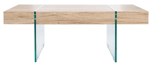 Jacob Modern Rectangular Coffee Table with Stylish Grey Wood Frame and Powder Coated Finish